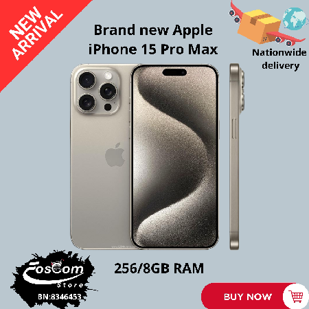 Apple iPhone 15 Pro Max: Storage:256/8GB| Network: 5G| Battery: 4441mAh| OS: iOS 18™ upgradable up to iOS 18.5™| Price| Network: 5G| 1,650,000 thumbnail
