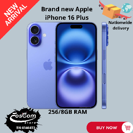 Apple iPhone 16: Storage: 128/8GB| Network: 5G| Battery: 3561mAh OS: iOS 18™ upgradable up to iOS 18.5™| Price:₦1,400,000 thumbnail