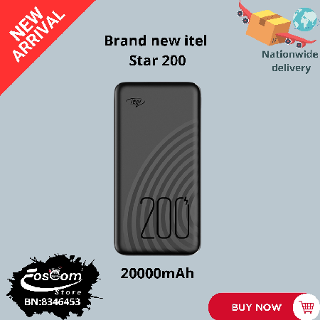 itel star 200: Capacity: 20000mAh| Dual USB output| Type C input| USB input| Price:₦16,000 thumbnail