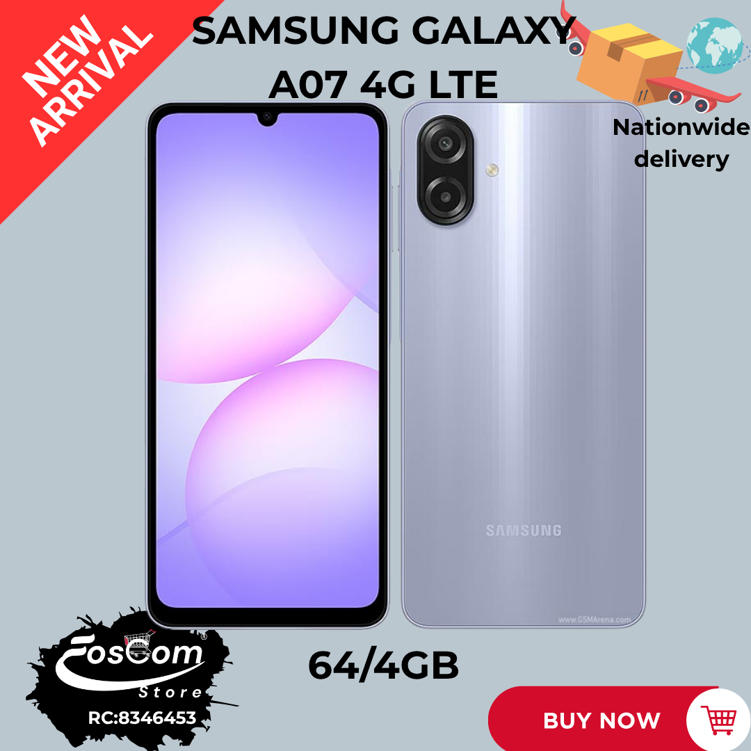 SAMSUNG GALAXY A07: Status: Brand new| Network: 4G LTE  Storage: 64/4GB Battery: 5000mAh OS: Android 15™ upgradeable up to Android 21™| Price:₦130,000 thumbnail