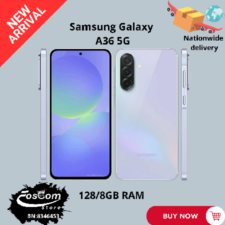 Brand New Samsung Galaxy A36 5G: ROM 128/6GB RAM| 5000mAh| Triple camera lens| Android 15™ upgradable up to Android 21™| Price:₦470,000 thumbnail