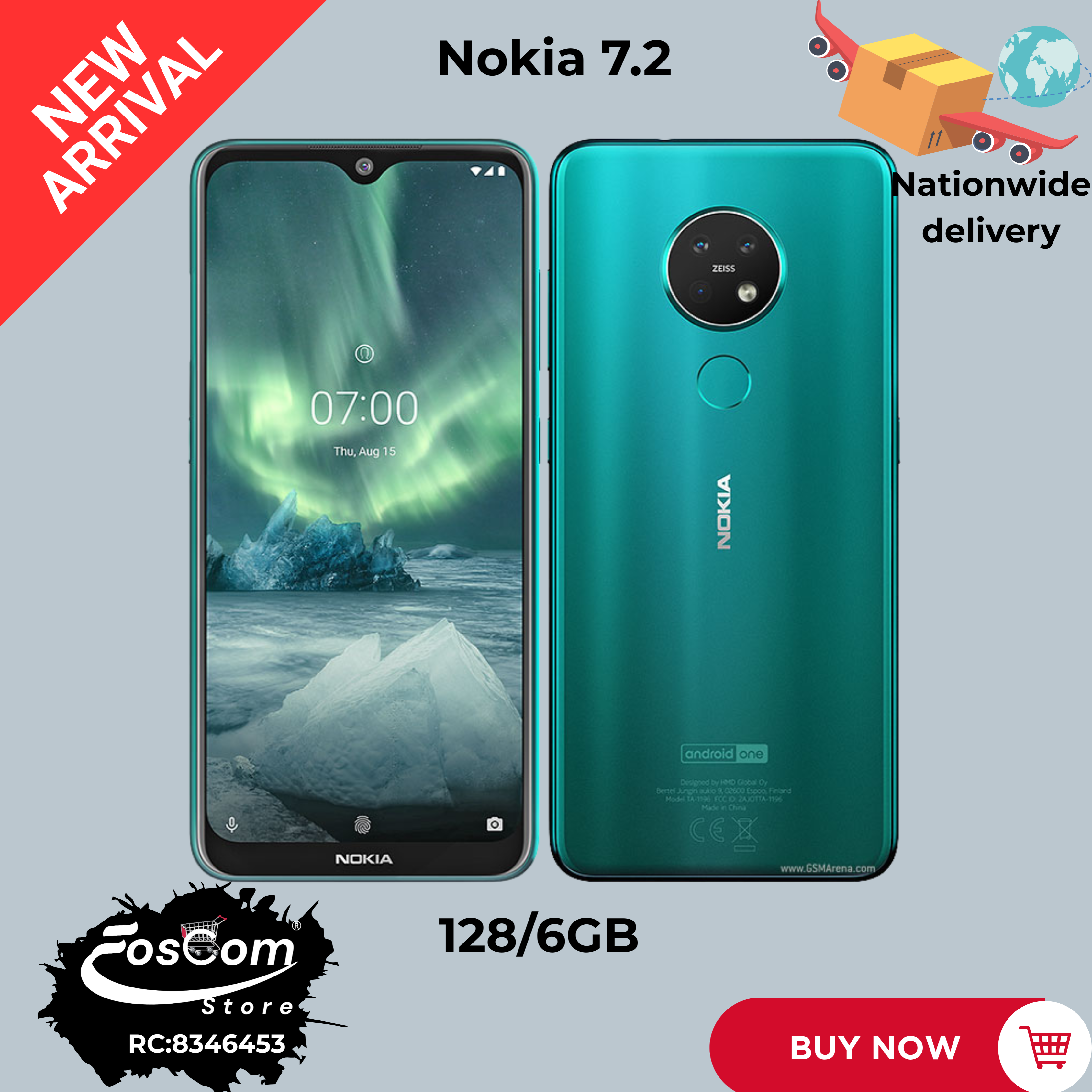 Nokia 7.2: Status: Direct UK  Network: 4G LTE  Storage: 128/6GB Battery: 3500mAh Camera: triple lens (48MP, 8MP, auxiliary) Fingerprint: side mounted  Display: IPS LCD, HDR10 Protection: Corning Gorilla glass 3 IP Protection: Nil Charging power: 10W Charging type: Type C| Price:₦130,000 thumbnail