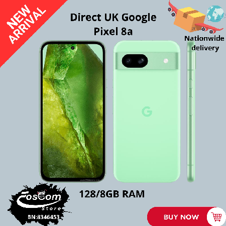 Google Pixel 8a: Storage: 128/8GB| Network: 5G| Battery: 4492mAh| OS: Android 14™ upgradable up to Android 22™| Price:₦565,000 thumbnail