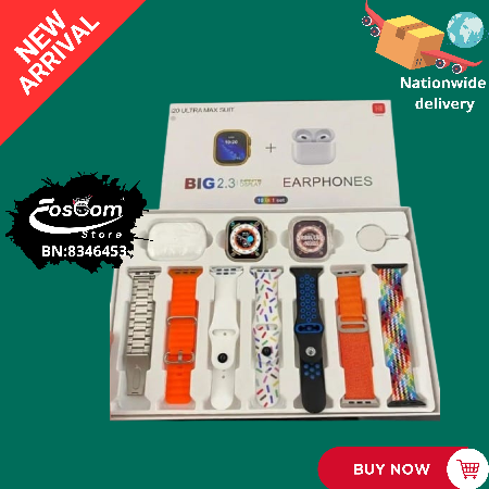 i20 ultra 3 Max Suit: 7 premium watch bands plus airpod| receiving phone calls, notifications view and sports mode | Price:₦35,000 thumbnail