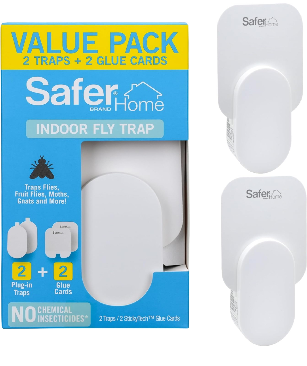 Safer Brand Home SH502-2SR 2 Indoor Plug-in Fly Traps for Flies, Fruit Flies, Moths, Gnats, and Other Flying Insects – 2 Traps + 2 Glue Cards thumbnail