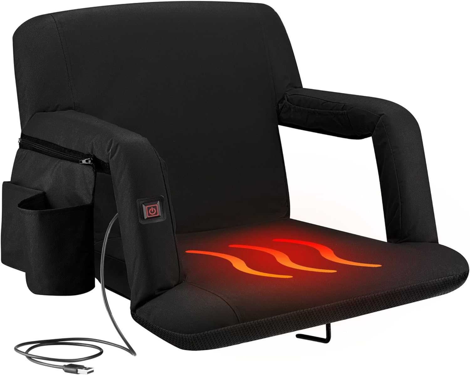 Alpcour Heated Folding Stadium Seat – Deluxe Reclining Bleacher Chair with Back & Arm Support thumbnail