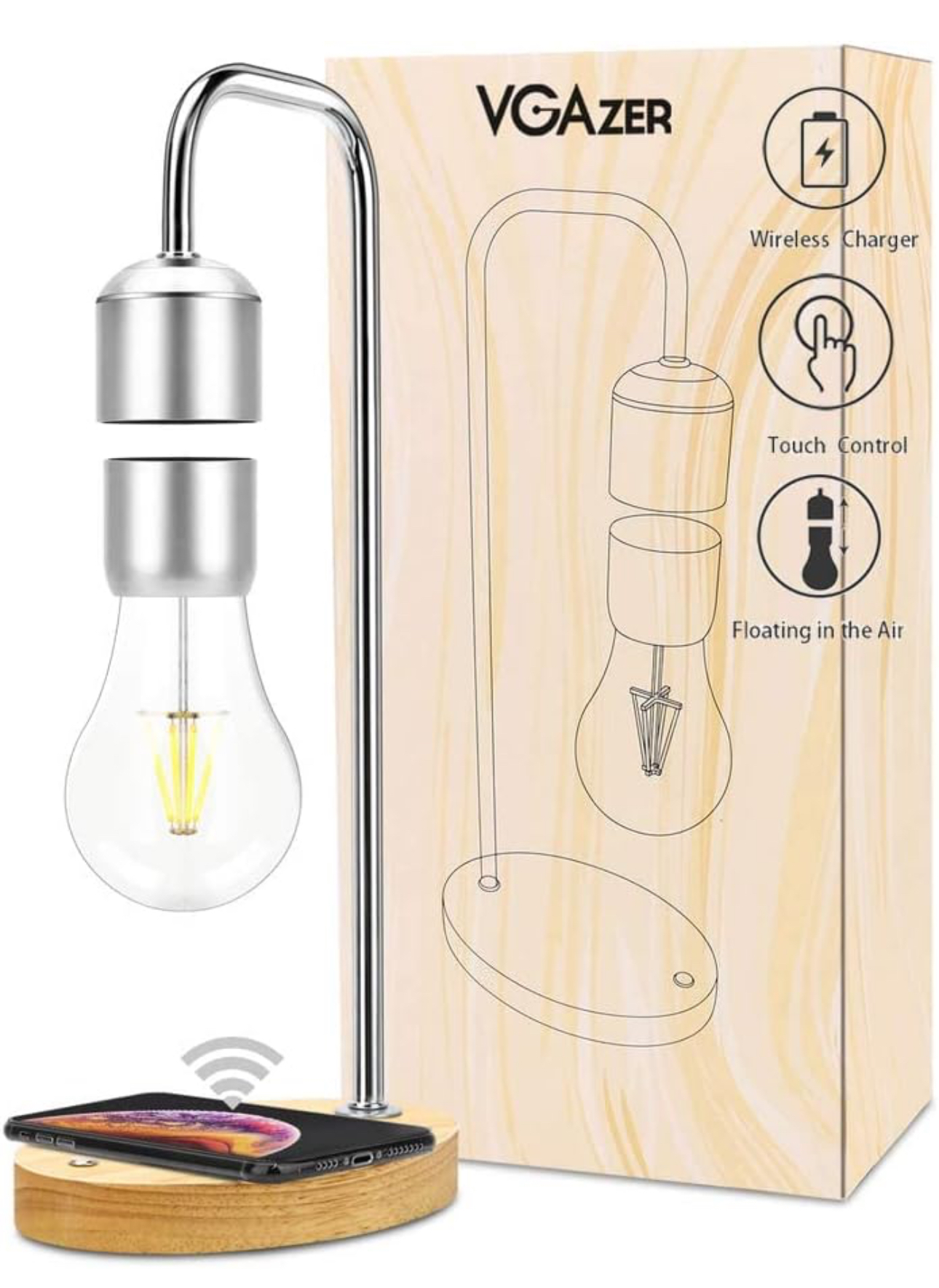 VGAzer Magnetic Levitating Floating Wireless LED Light Bulb with Wireless Charger for Desk Lamp,Room or Office Decor,Unique Gifts thumbnail