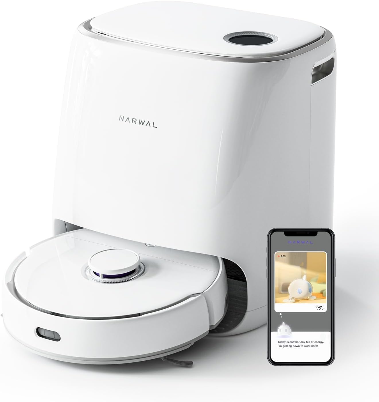 Narwal Freo Robot Vacuum and Mop Comb, Washing & Drying, Dirt Sense Ultra Clean, Auto Add Cleaner, LCD Display, Smart Swing, Arcuate-Route, Wifi, APP Control, White thumbnail