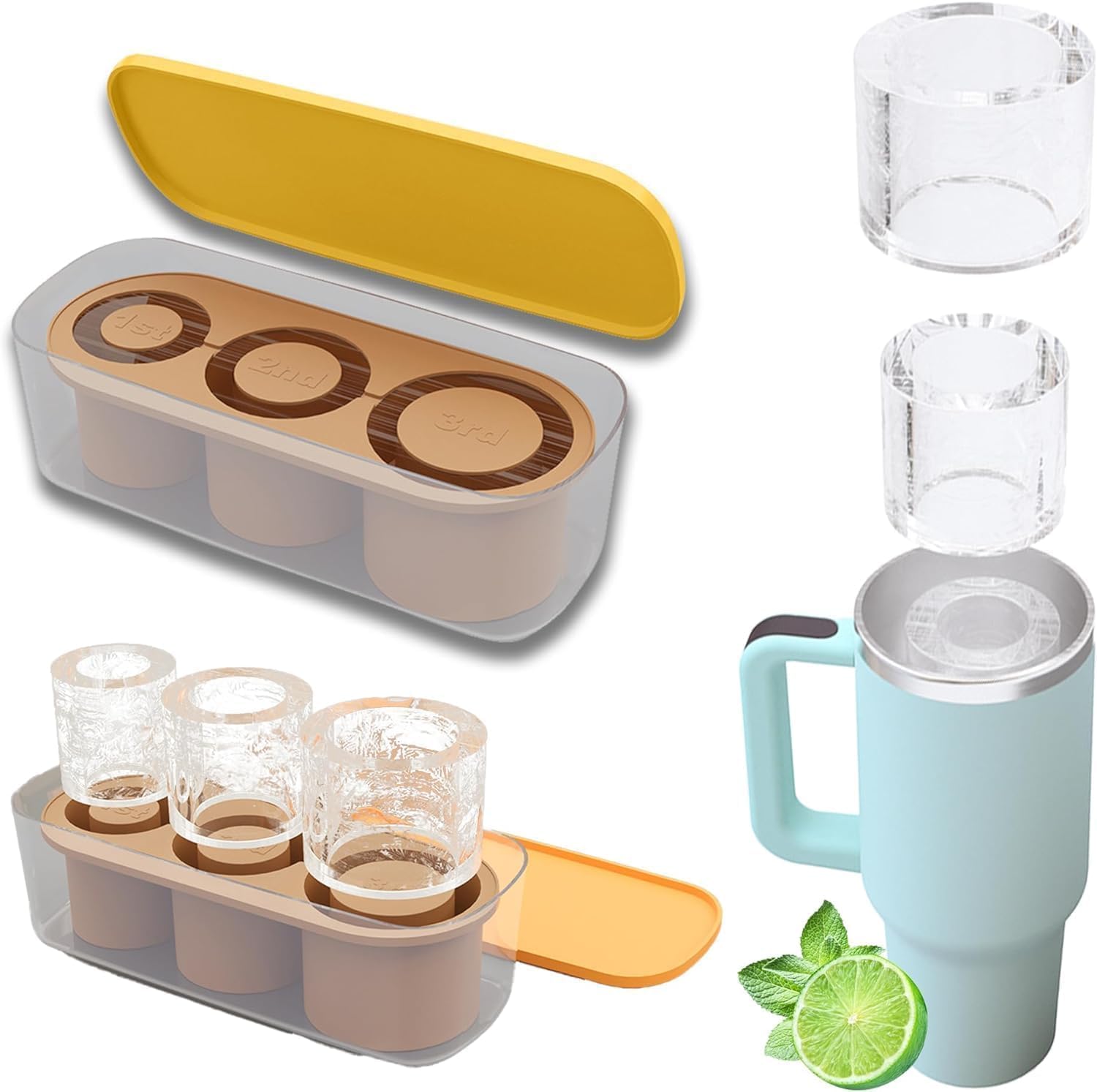 Ice Cube Tray Compatible with Stanley Cup, Large Hollow Cylinder Ice Cube Molds thumbnail