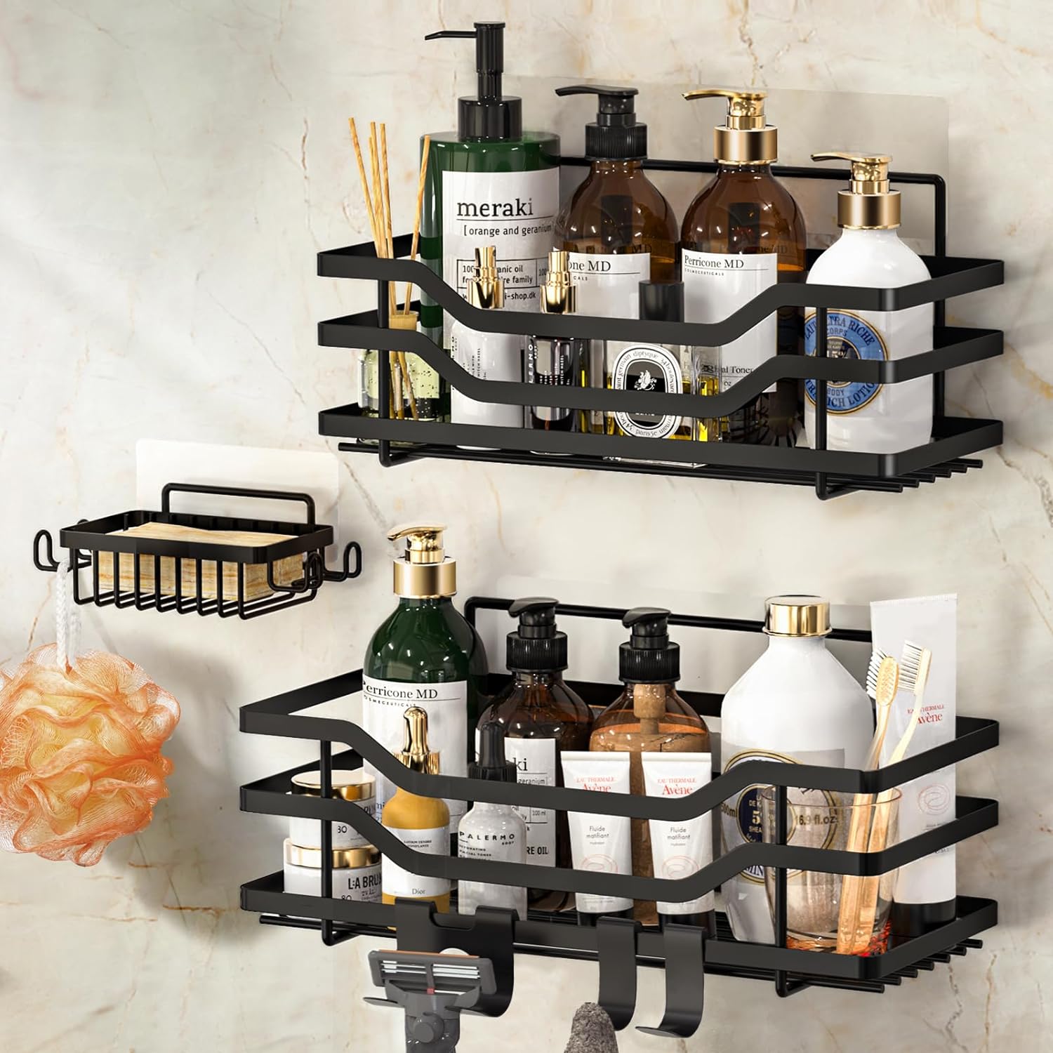 ACMETOP Adhesive Shower Caddy 3-Pack Shower Organizer thumbnail