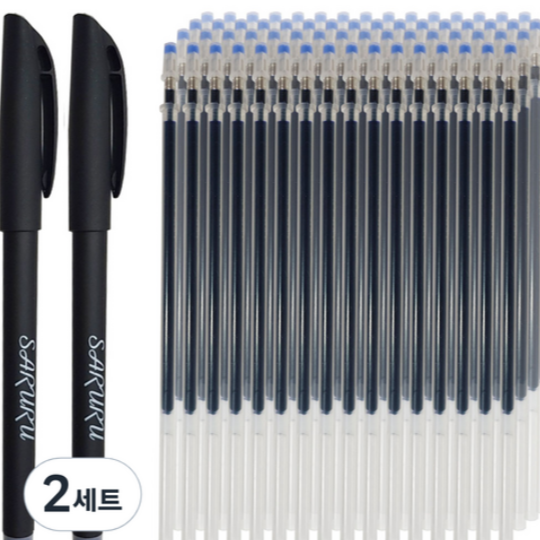 사루루 기화펜 2p + 리필심 100p 0.38mm 뾰족심, 파란색, 1세트 thumbnail