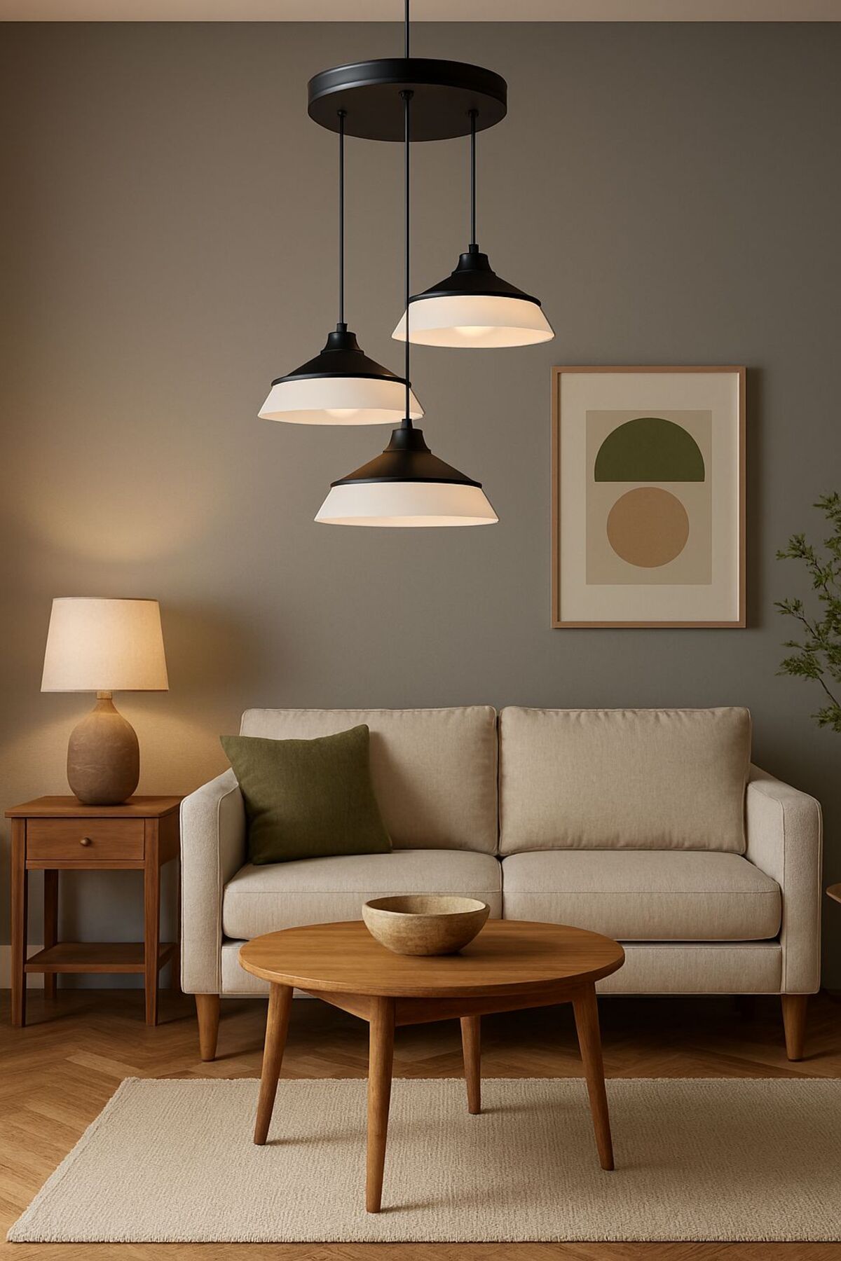 Trinova 3lü Siyah Beyaz Sarkıt Avize thumbnail