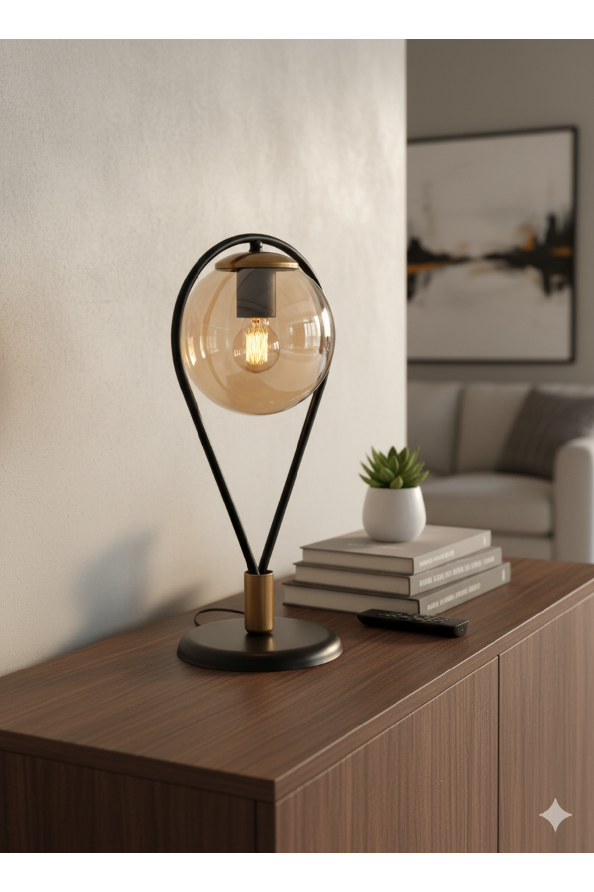 Damla Siyah Eskitme Abajur Bal Camlı thumbnail