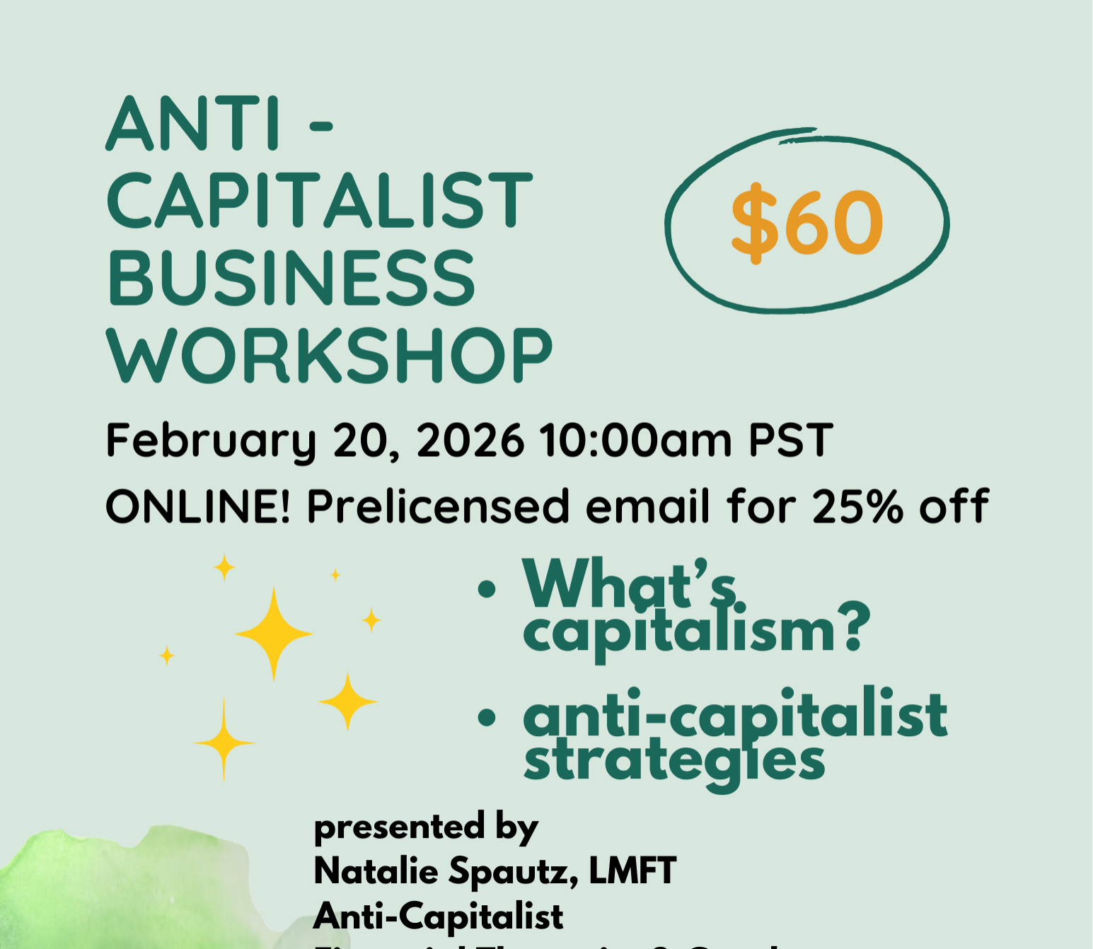 Anti-Capitalist Business Workshop for Private Practice Small Business Owners  thumbnail