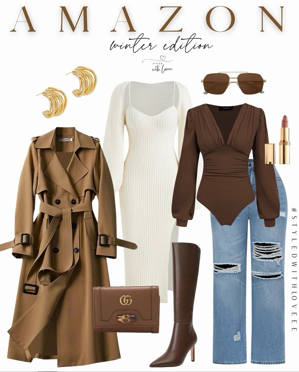 Amazon Winter Edition! How stunning is this light brown coat!? Paired with either these denims or this super cute dress 