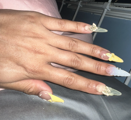 Long Stiletto Yellow Nails thumbnail