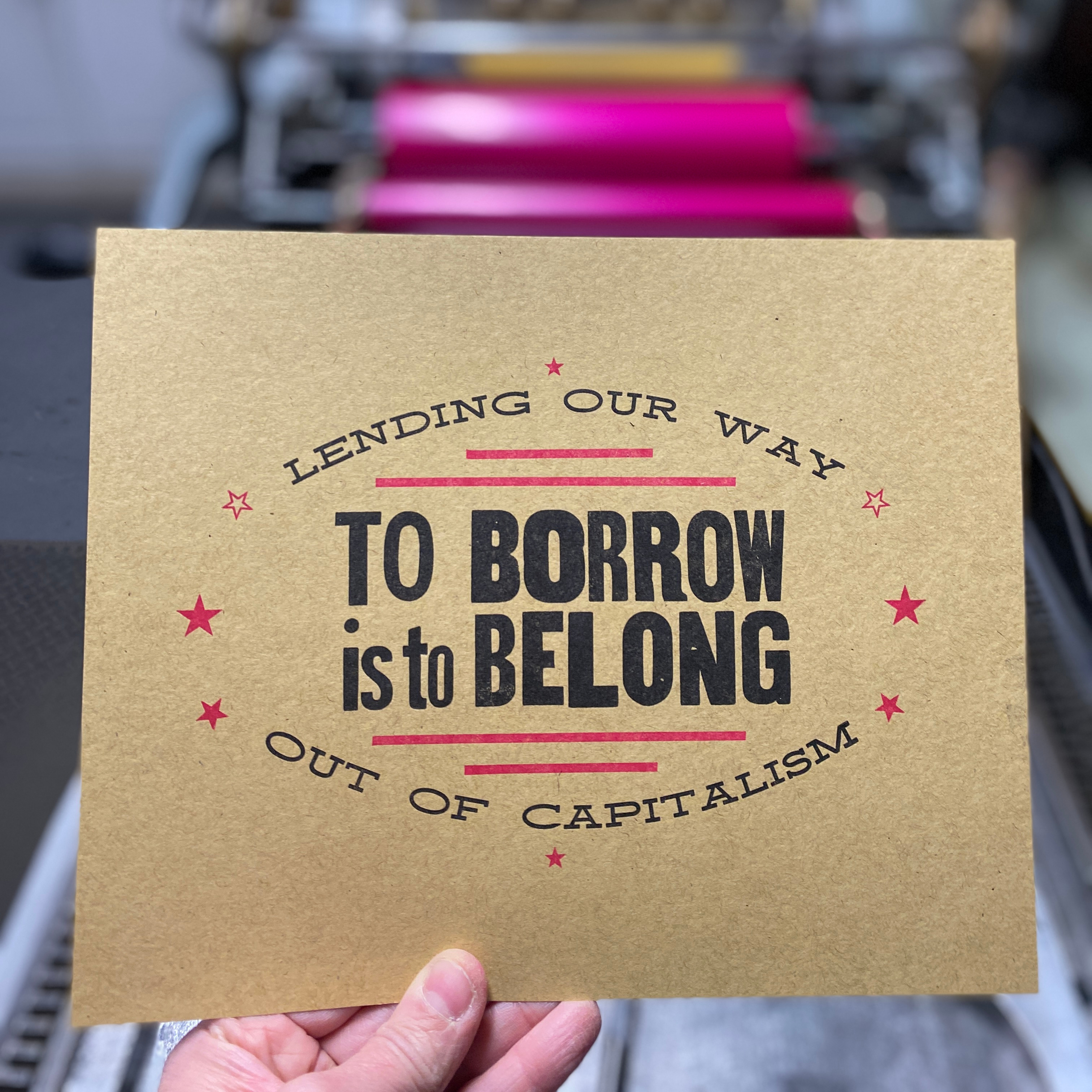 (NEW!) letterpress print: to borrow is to belong thumbnail