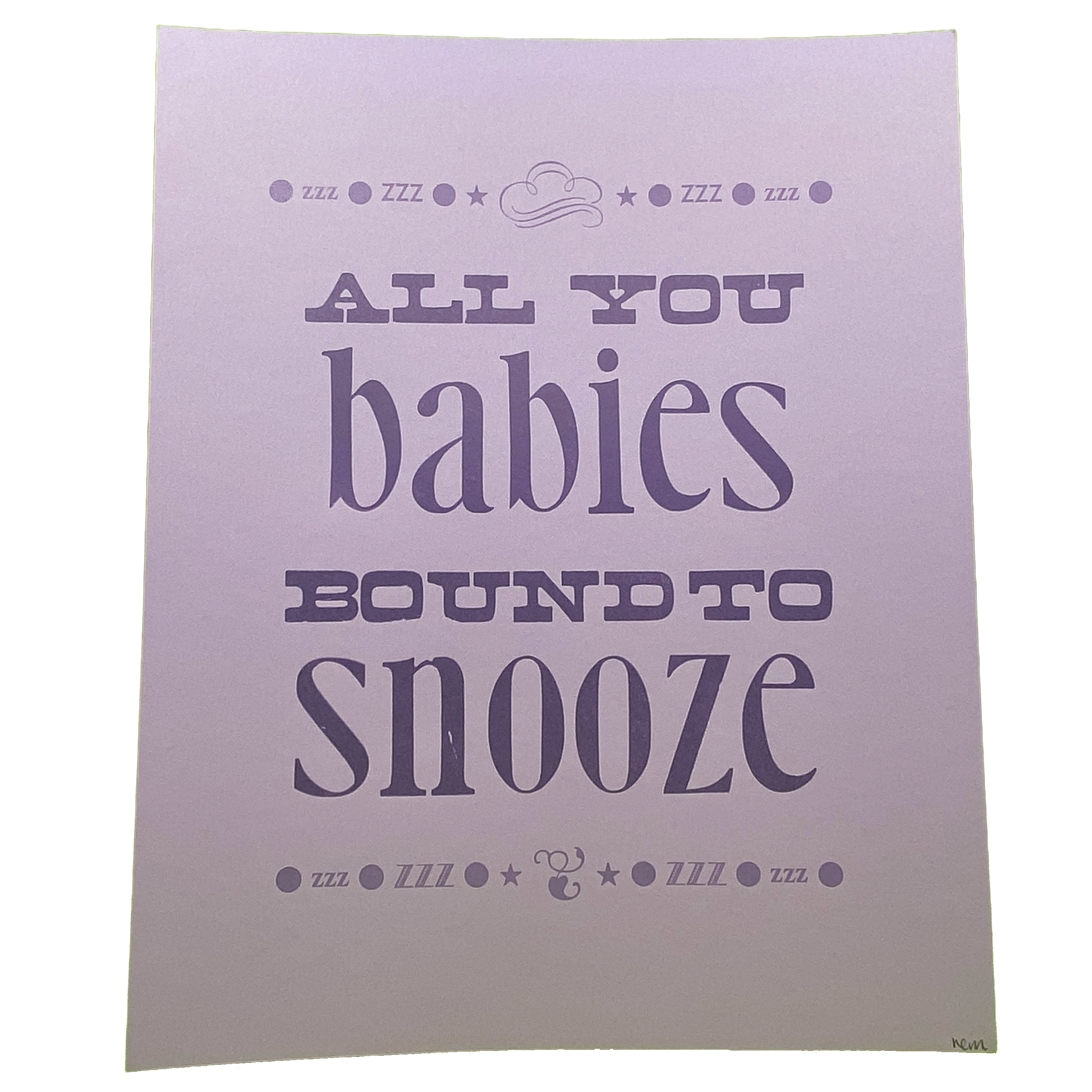 letterpress print: all you babies bound to snooze thumbnail