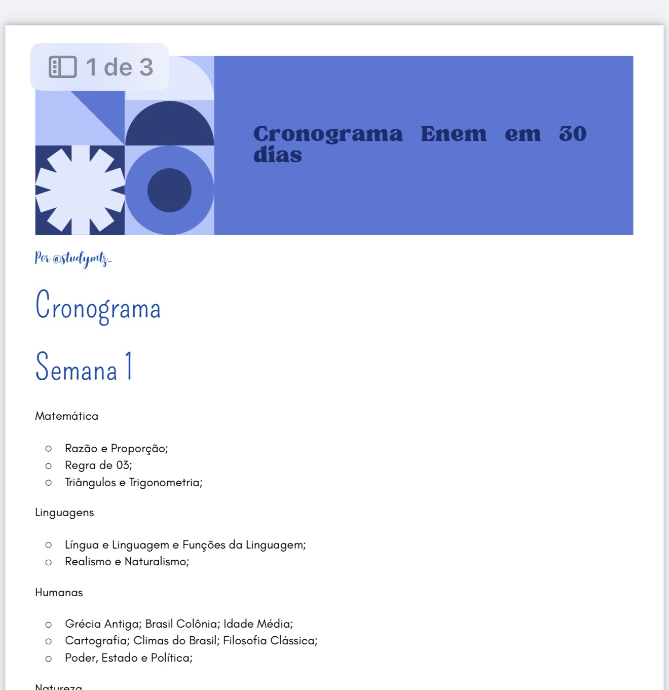 Cronograma 30 dias  thumbnail