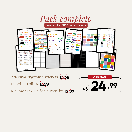 Kit Digital para estudos | Tablet e Ipad | Stickers, papéis, adesivos thumbnail