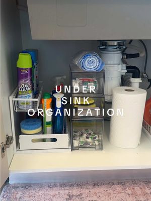 Let’s organize under my kitchen sink!! 🧼🫧 This space is so much more functional now! 🤩 #cleantok#organization#asmr#under