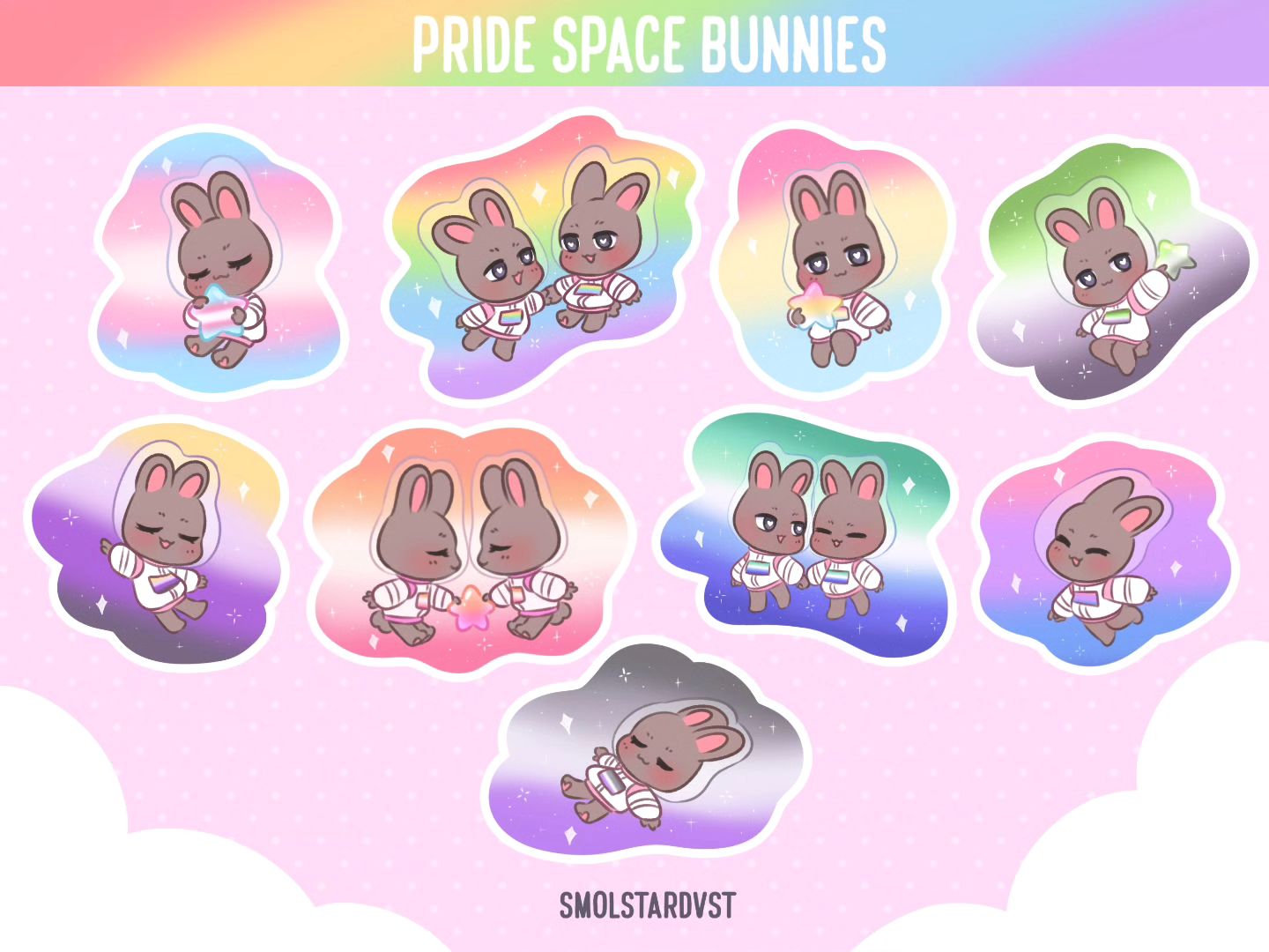 HAPPY PRIDE MONTH LOVELIES!! 🌈❤️🧡💛💚💚🩵💙💜🩷

I have a new sticker set, it's alittle different than my usual fandom work but