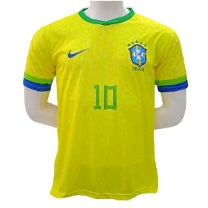 Camisetas do brasil basicas amarela e azul bordadas modelo novo thumbnail