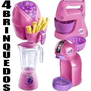 Kit  4 Brinquedos De Cozinha Para Menina  Faz De Conta  Brinquedos Rosa thumbnail