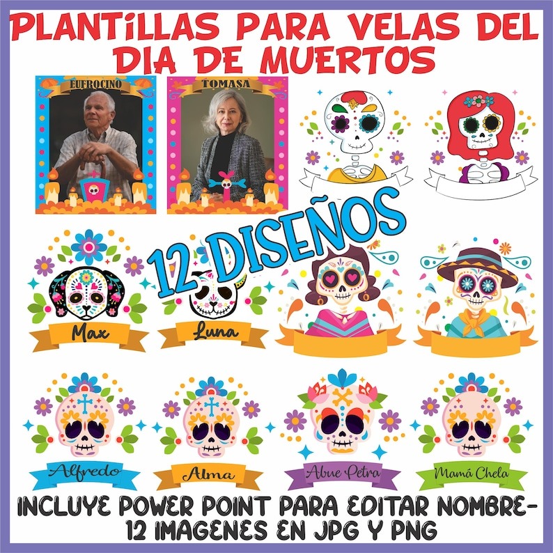 Plantillas para velas del día de muertos thumbnail