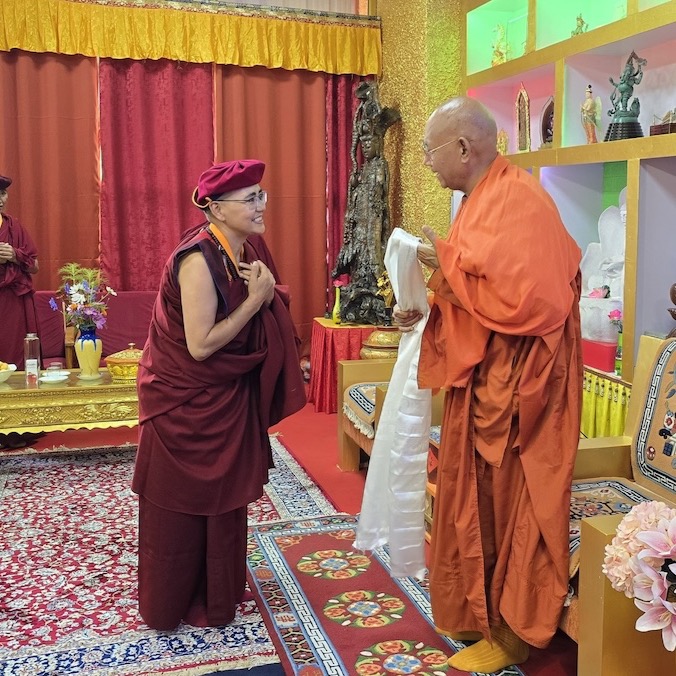 Buddhist Women: Drukpa Nuns Visit Ven. Bhikkhu Sanghasena at the Mahabodhi Devachan Campus in Ladakh thumbnail
