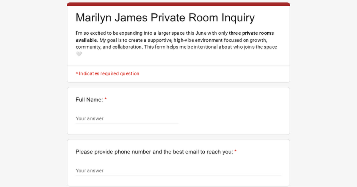Private Room Inquiry  thumbnail