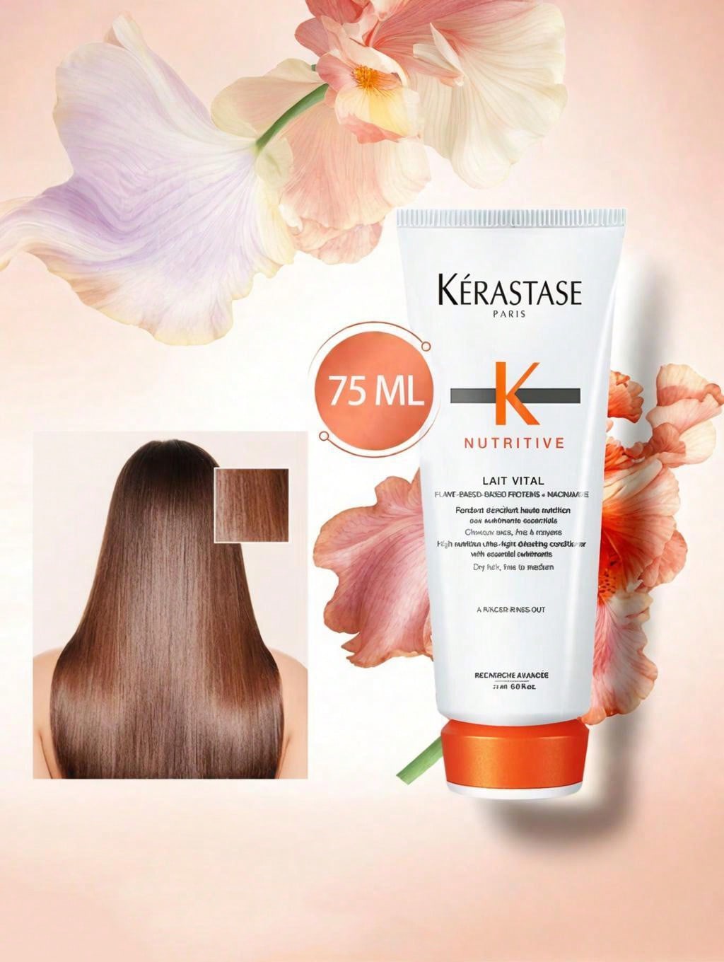 Kérastase Condicionador Nutritive Lait Vital tamanho viagem, Condicionador Fondant Renforçateur, Nutrição profunda, Fios macios, Para cabelos finos a médios secos 75 ml/2,5 oz. thumbnail