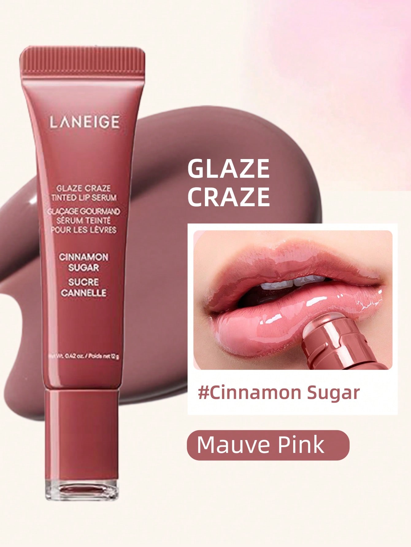 Laneige K-Beauty Glaze Craze Sérum Labial Colorido, Preenchedor, 12g, Hidratação Nutritiva com Polipeptídeo, Para Cuidado e Cor dos Lábios, Base 95% para Cuidados com a Pele, Brilho de Alto Brilho por 12 Horas, Maquiagem Diária thumbnail