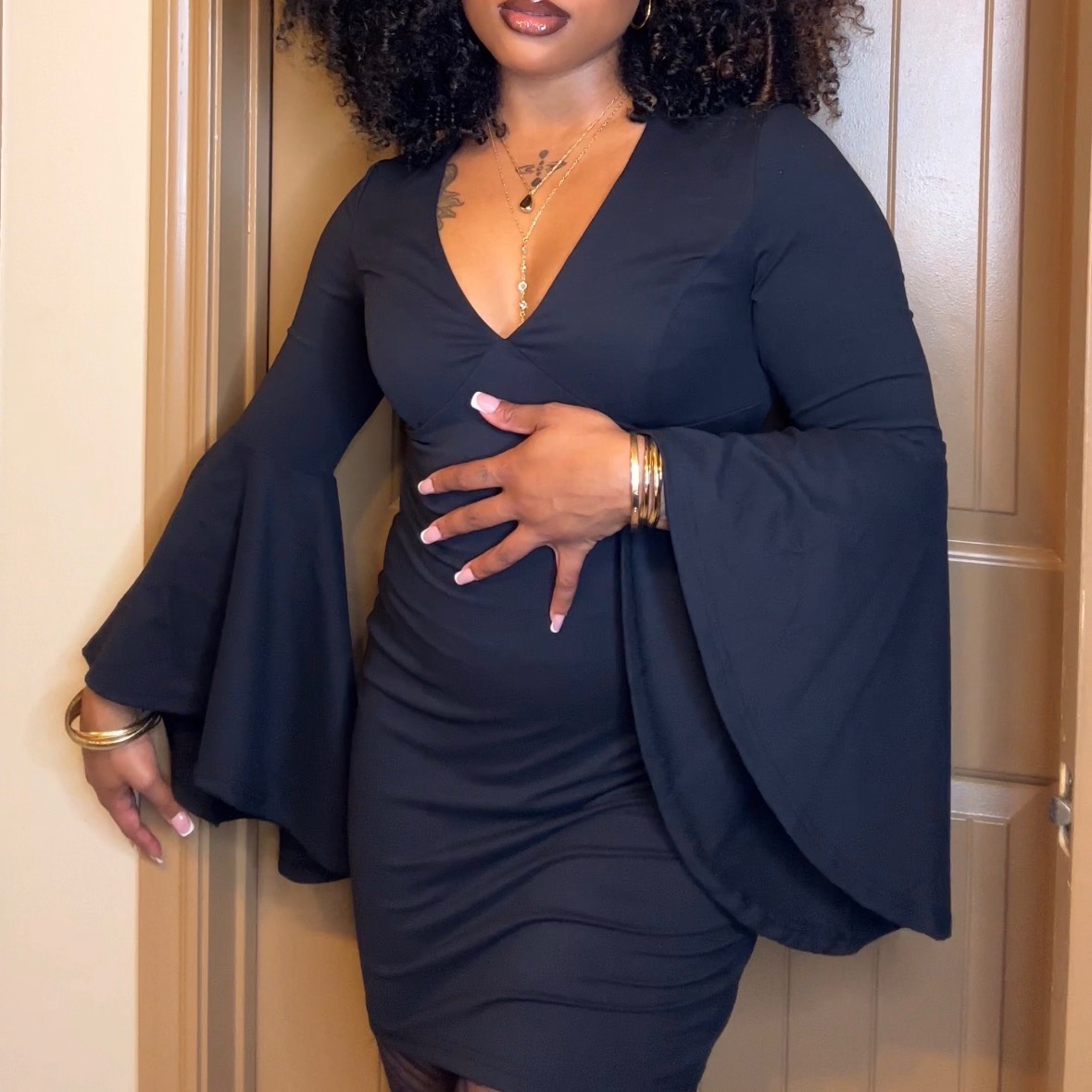 Bell Sleeve Black Dress thumbnail