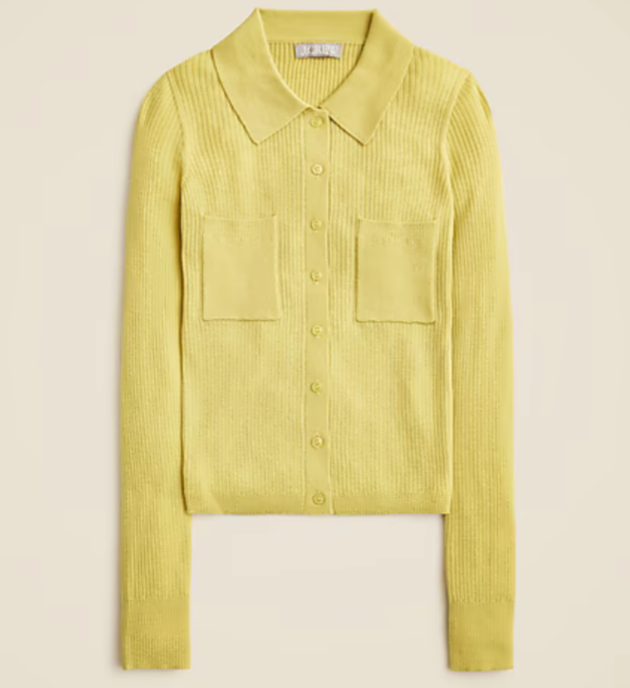 Collared button-up sweater in merino wool blend thumbnail