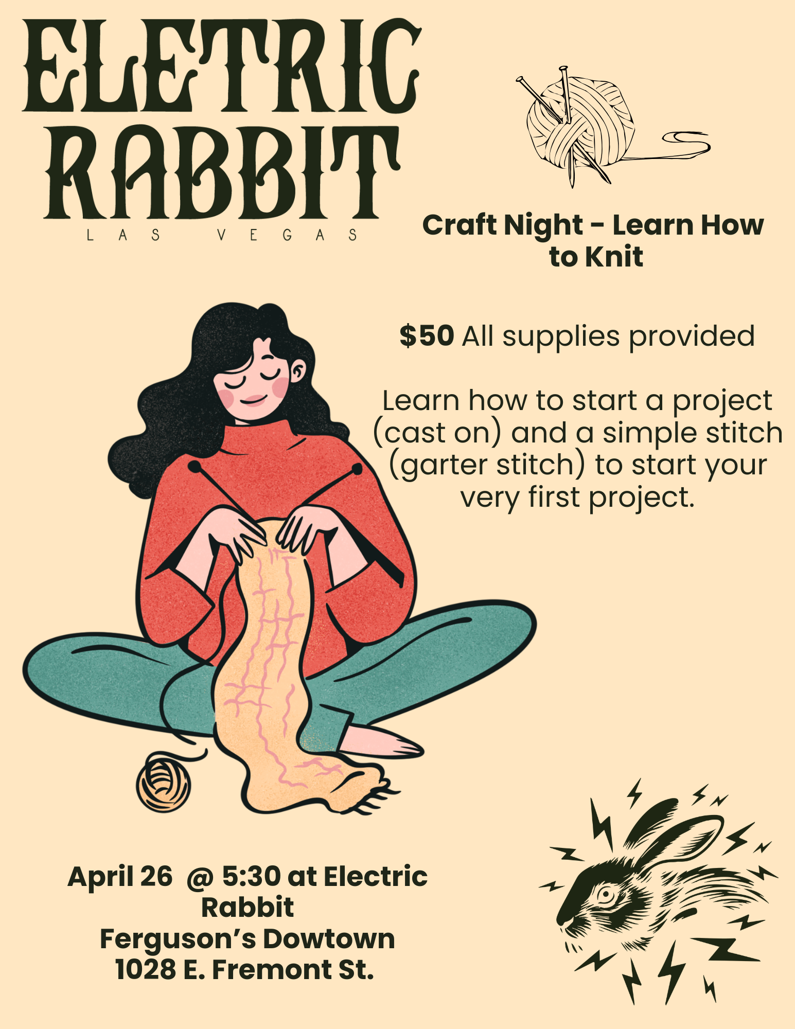 4/26/26 - Electric Rabbit: Craft Night — Fergusons Downtown thumbnail