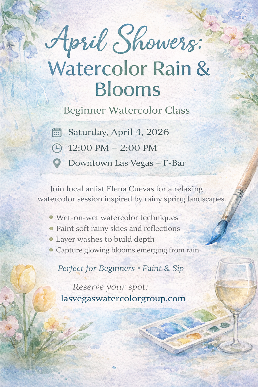 4/4/26 - Las Vegas Watercolor Group: April Showers: Watercolor Rain & Blooms — Fergusons Downtown thumbnail