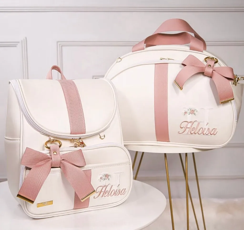 Kit bolsa maternidade de luxo - Tema borboleta - 2 peças - PERSONALIZAMOS thumbnail