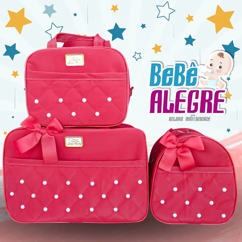 Kit Bolsas maternidade de pérola para bebê menina e menino thumbnail