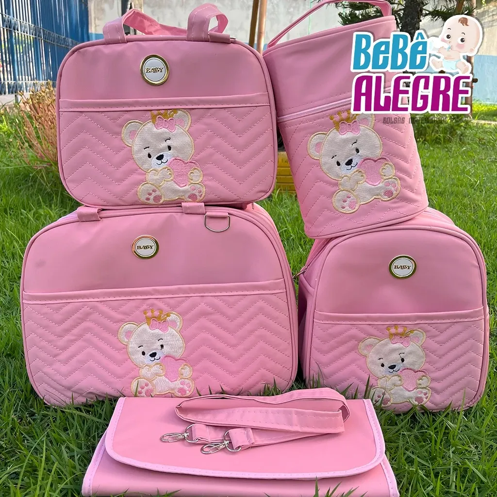 Kit bolsa maternindade rosa coração thumbnail