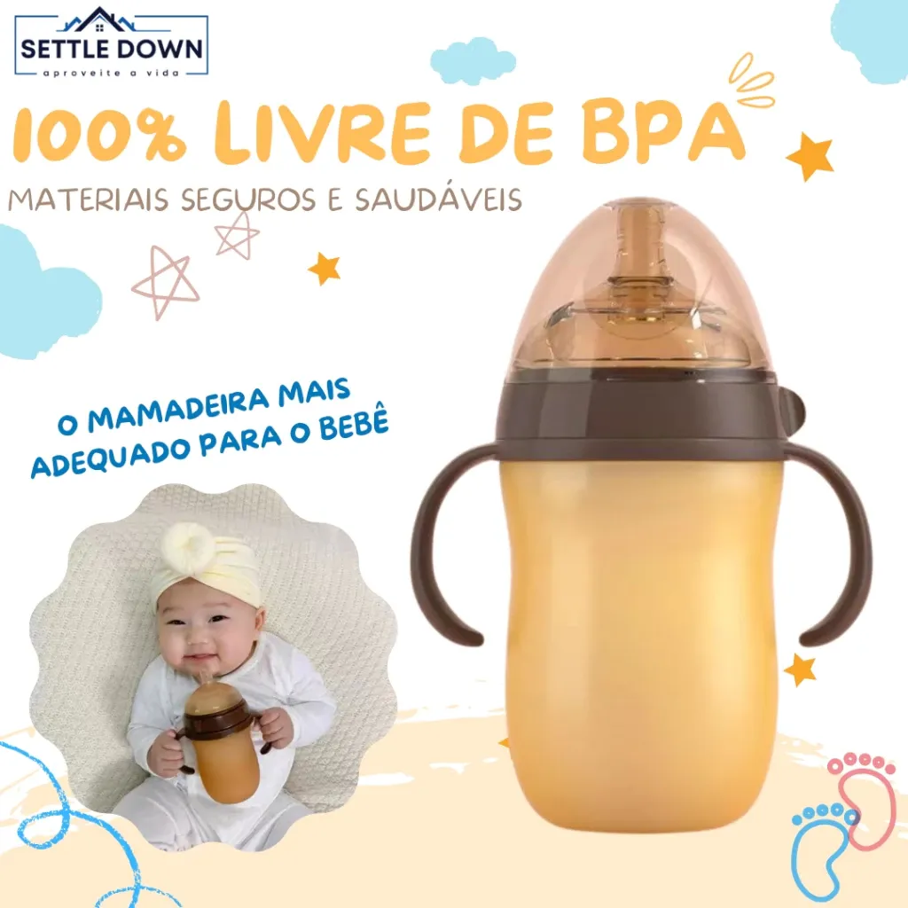 🍼Garrafinha infantil Garrafa De Água De Silicone Bebês De 0 A 36 Meses 150ml/240ml mamadeira que imita o peito da mãe🍼 thumbnail