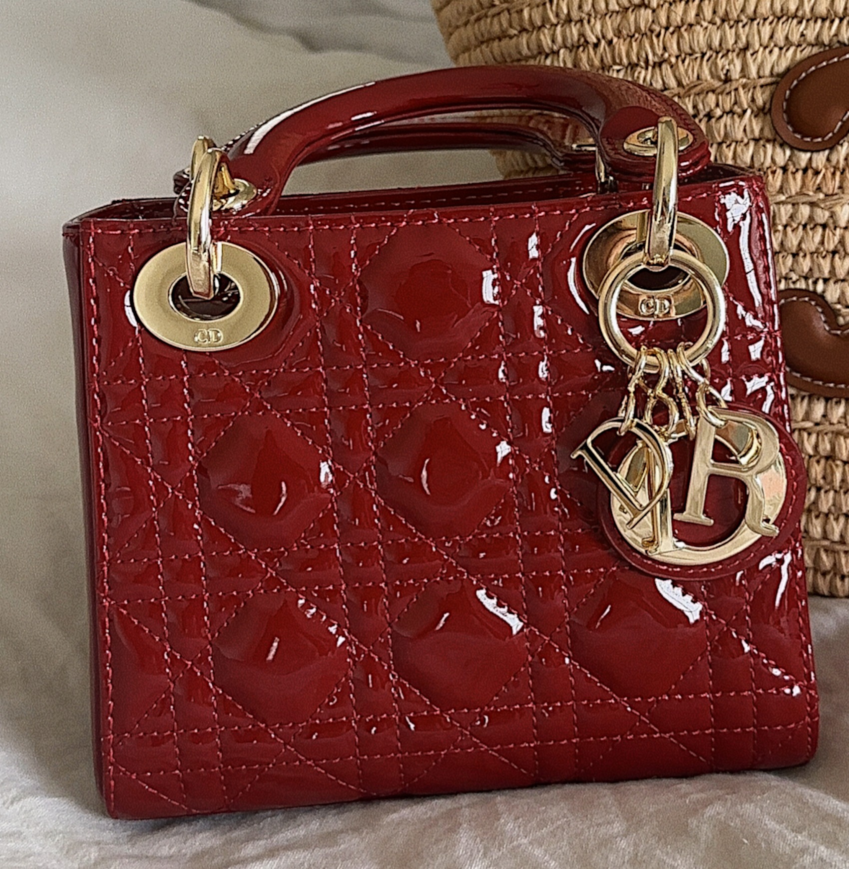 Mini Lady D Bag Cherry Red  thumbnail