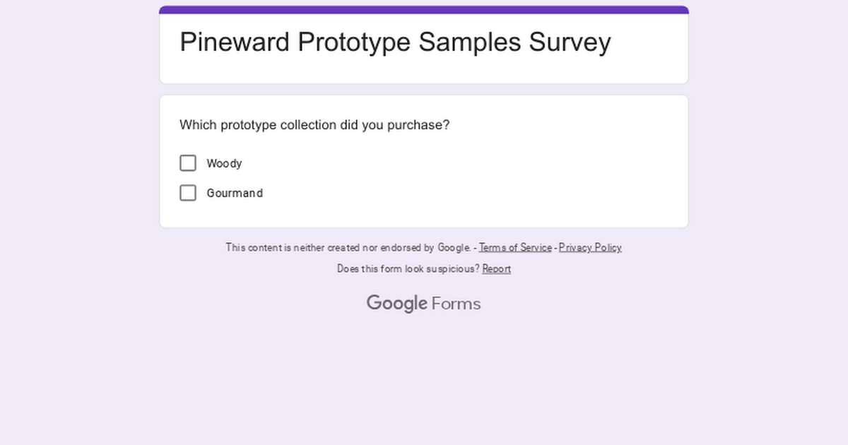 Pineward Prototype Samples Survey thumbnail