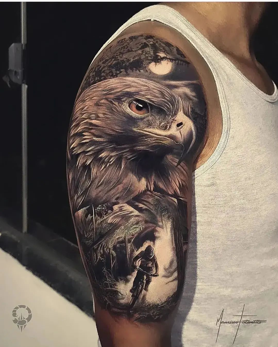 🦅 Arte linda que fiz há um tempo atrás no  @siqueira.mz. Gotaram do resultado? 🚀✌️

As tatuagens texturizadas e sombread