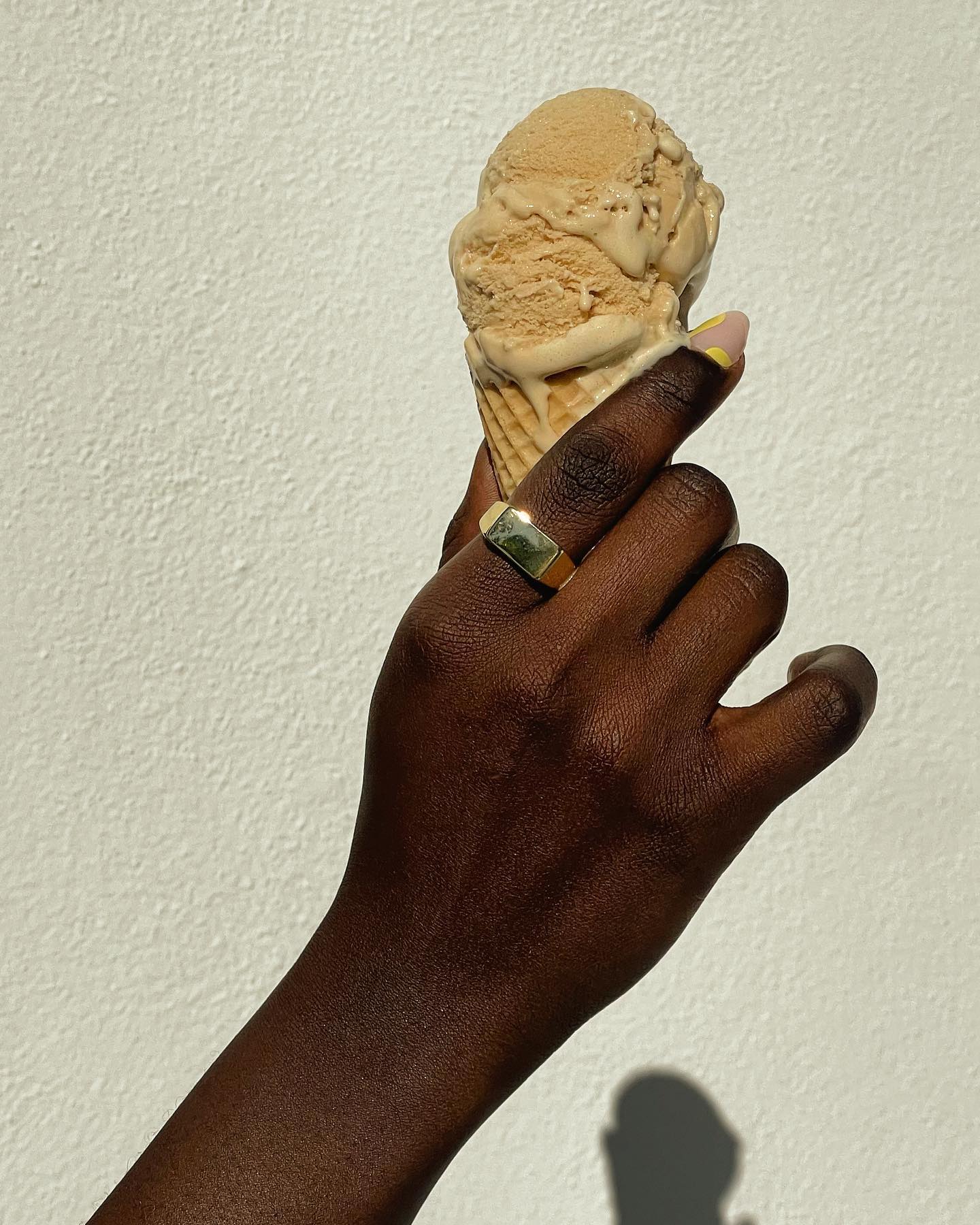 I scream for less stress: Reserve a smarter Moodring at link in bio 😎 (ring and ice cream modeled by @beryl_oduor) 
.
.
