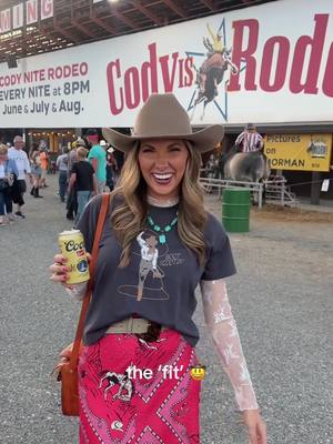 Queen of throwing the ‘fit!’ 🤠🫶🏻 When in Cody, Wyoming the rodeo is a must! My outfit is saved to my LTK.it!  #rodeooutf