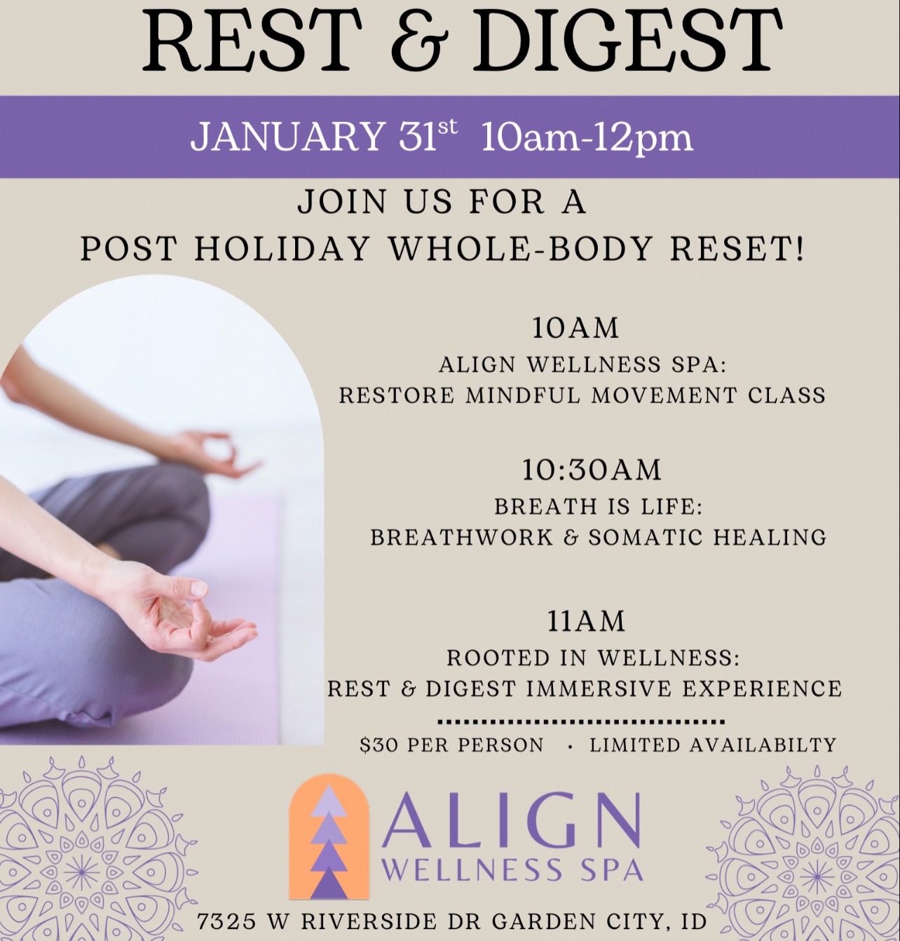 January  31st / Rest & Digest / Whole Body Reset thumbnail