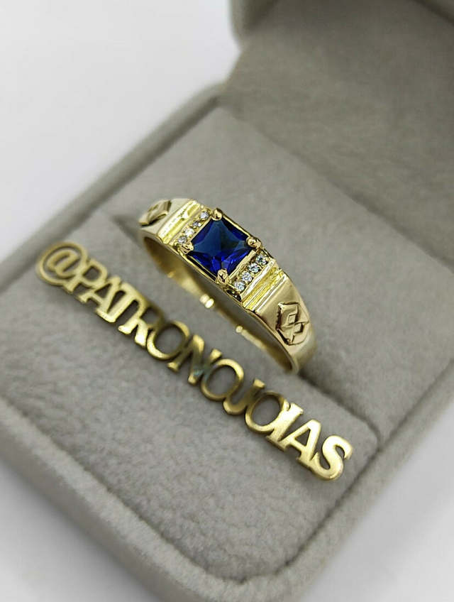 Anel de Formatura em Ouro 18k Pedra Azul thumbnail