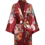 Women’s Red Satin Floral Robe thumbnail
