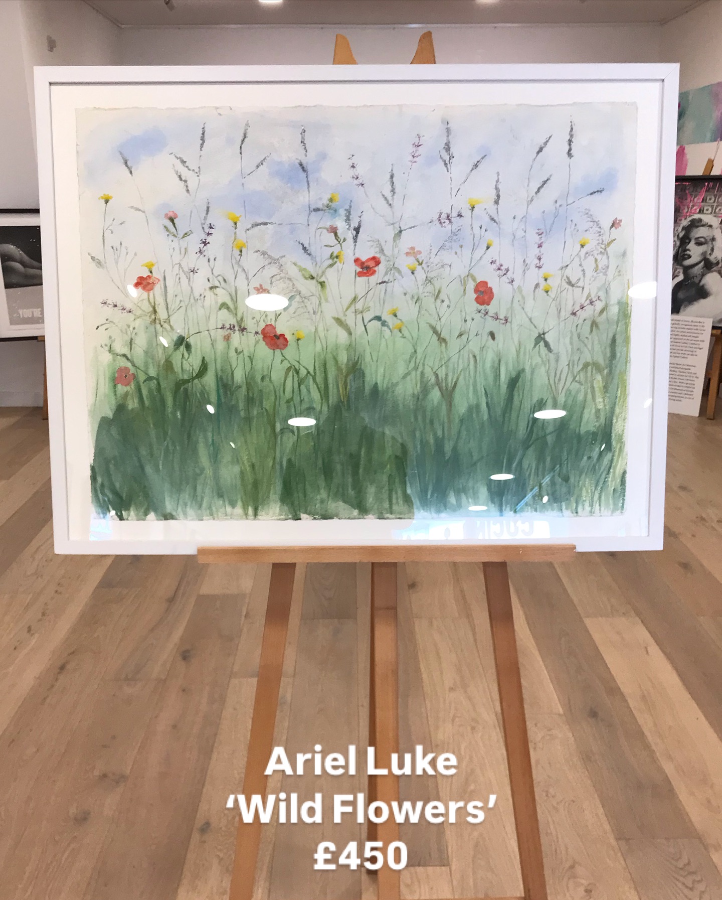 The delightful Ariel Luke popped into the gallery today with a brand new artwork entitled ‘Wild Flowers’….. Now on proud